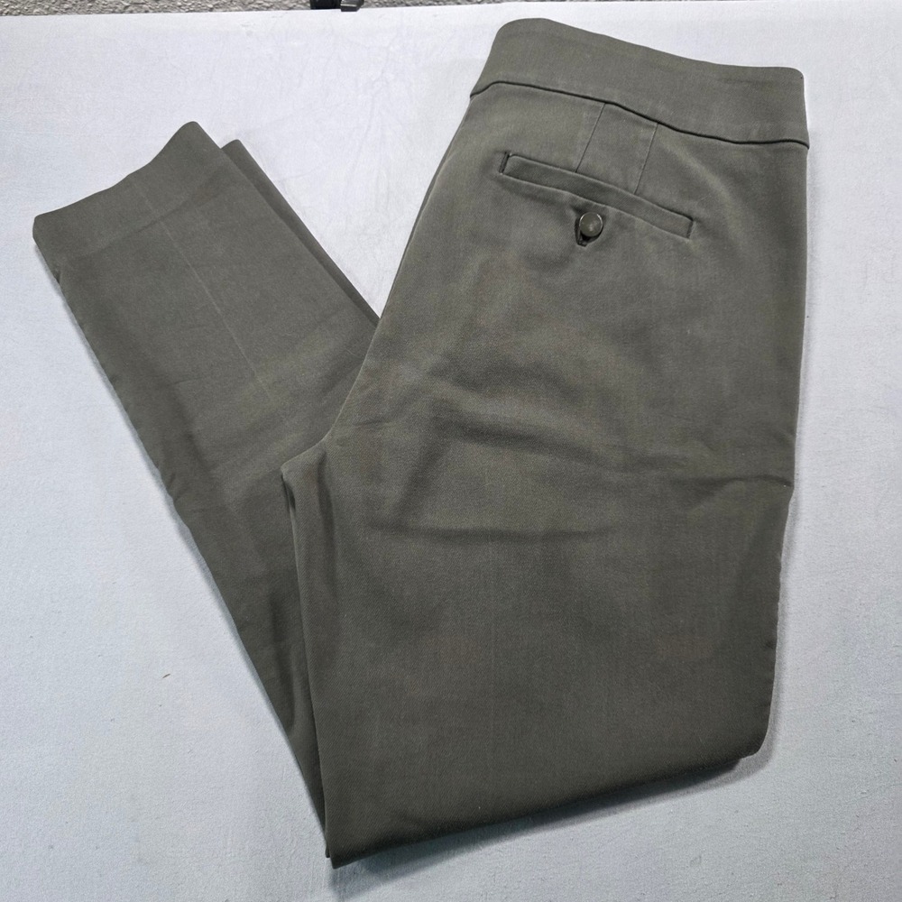 Loft Julie Slim Leg Trousers Olive Green Button Detail Stretch Pants Womens 8